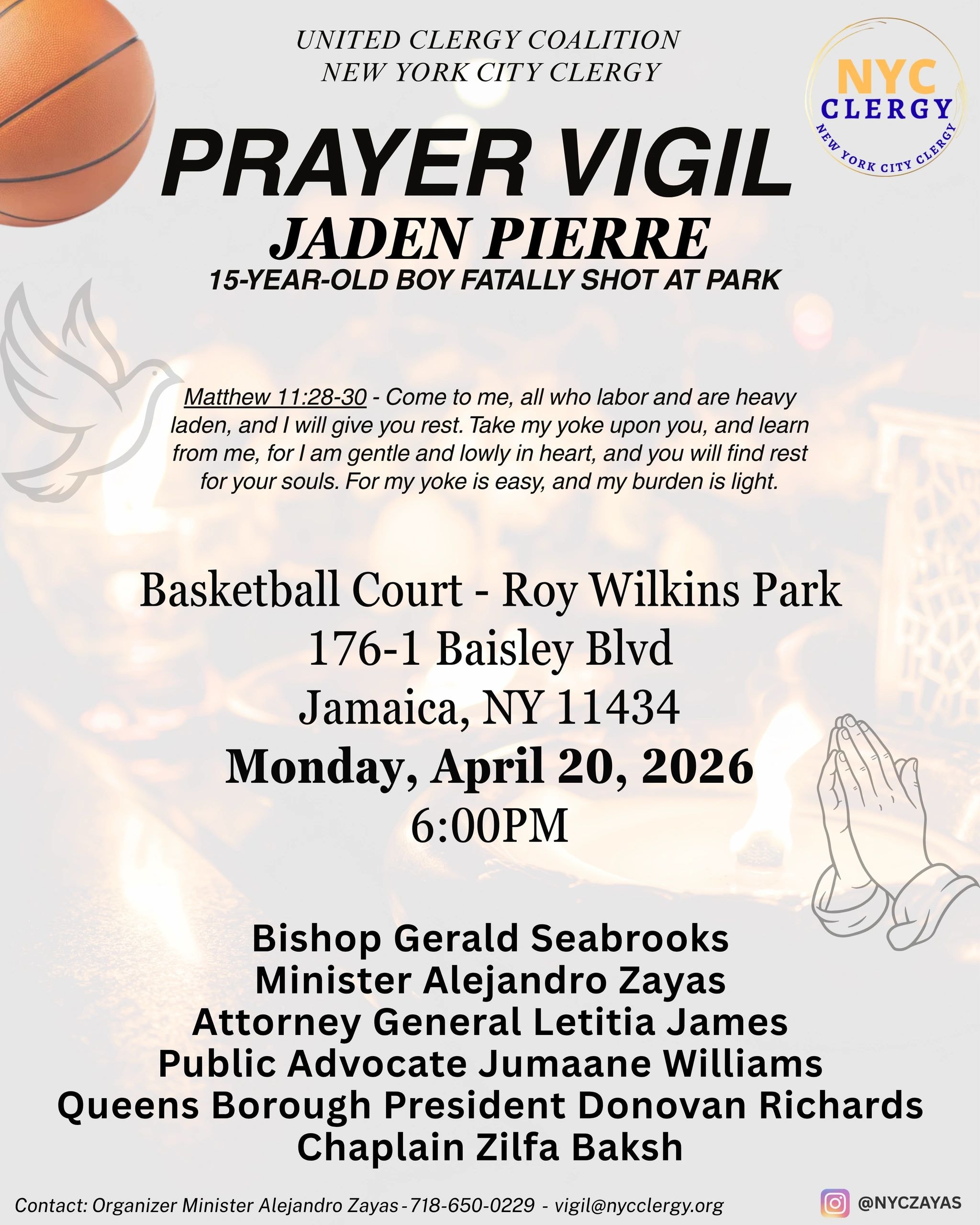 Jaden Pierre Prayer Vigil flyer